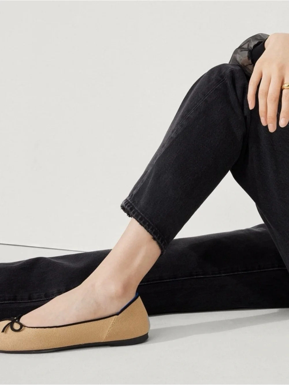 Rothy's The Ballet Flat in Black & Tan
